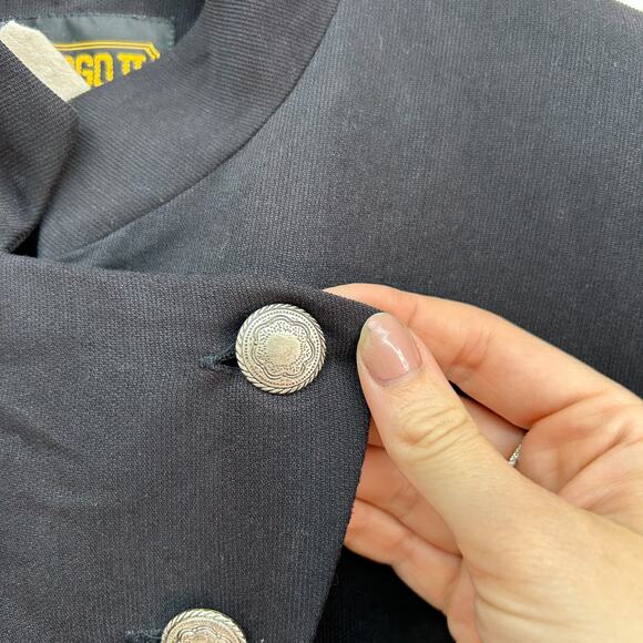 Vintage Virgo II Black Button Up Asymmetrical Long Sleeve Midi Dress 8 - Picture 7 of 8